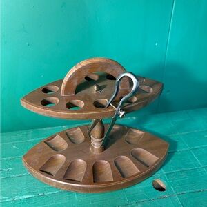 Classic Brown Wooden Pipe Holder with Reamer